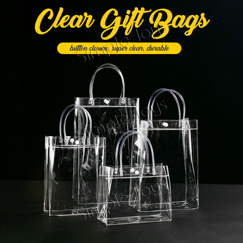 [Bundle 10pcs] Sac cadeau en plastique transparent transparent avec poignée