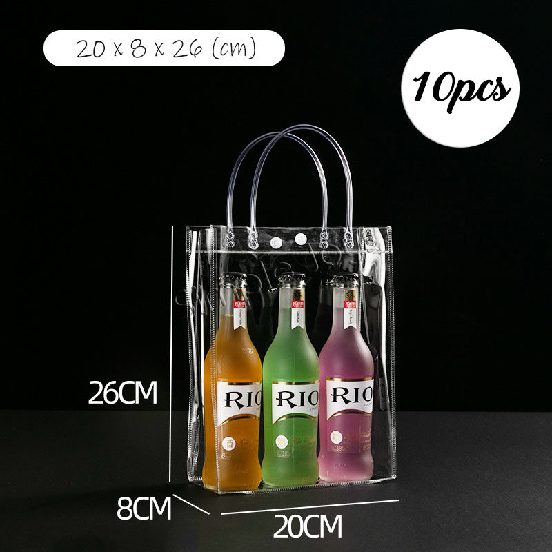 [Bundle 10pcs] Sac cadeau en plastique transparent transparent avec poignée