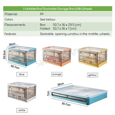 Boîte de rangement pliable Boîtes à pliage multipurpose avec roues avec roues