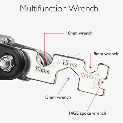 Sentille de kit d'outils de vélo 16 en 1 pour réparer le cycle de vélo multifonction Multitool