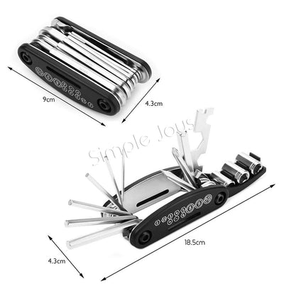 Sentille de kit d'outils de vélo 16 en 1 pour réparer le cycle de vélo multifonction Multitool