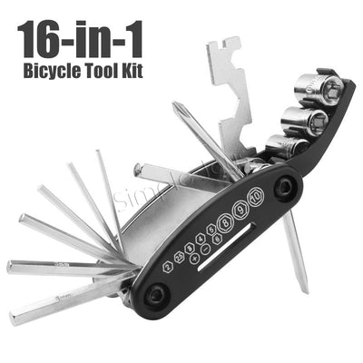 Sentille de kit d'outils de vélo 16 en 1 pour réparer le cycle de vélo multifonction Multitool