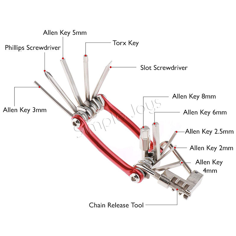 Ensemble de kit d'outils de vélo 11-en-1 pour réparer le cyclisme multi-fonctions multiples