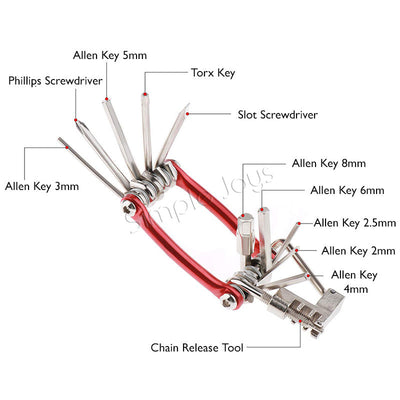 Ensemble de kit d'outils de vélo 11-en-1 pour réparer le cyclisme multi-fonctions multiples