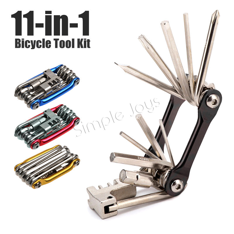 Ensemble de kit d'outils de vélo 11-en-1 pour réparer le cyclisme multi-fonctions multiples