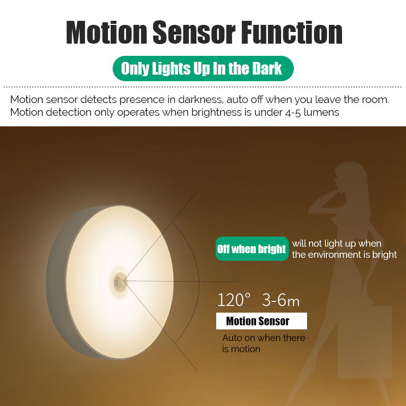 Détection du capteur de mouvement lampe de nuit légère LED avec interrupteur activé / désactivé - base magnétique - USB dalhargeable