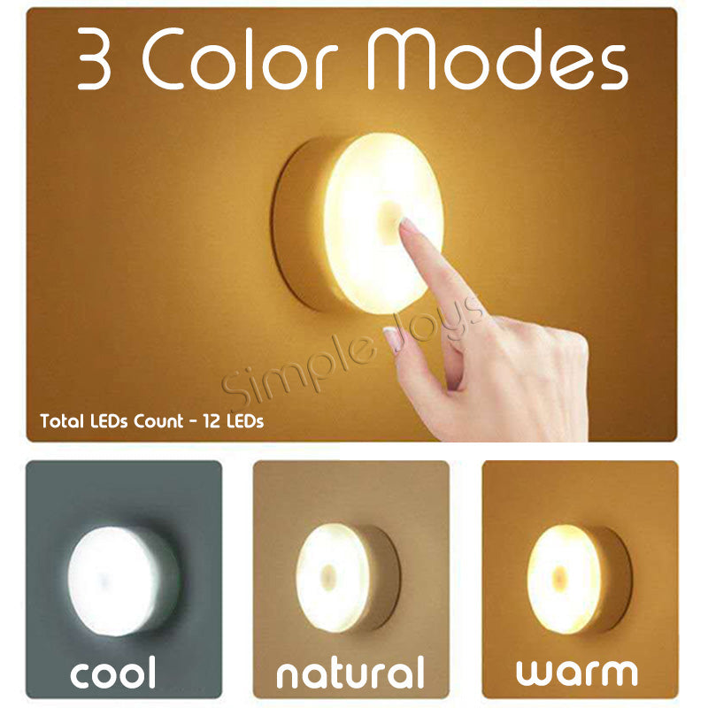 Button LED Night Light Rechargeable Super Long Lasting