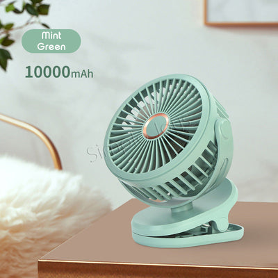 Ventilateur à clip-on de 10000mAh portable pour le bureau ou la poussette USB Calchars battant avec Hook