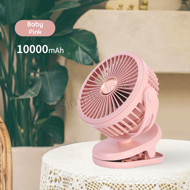 Ventilateur à clip-on de 10000mAh portable pour le bureau ou la poussette USB Calchars battant avec Hook