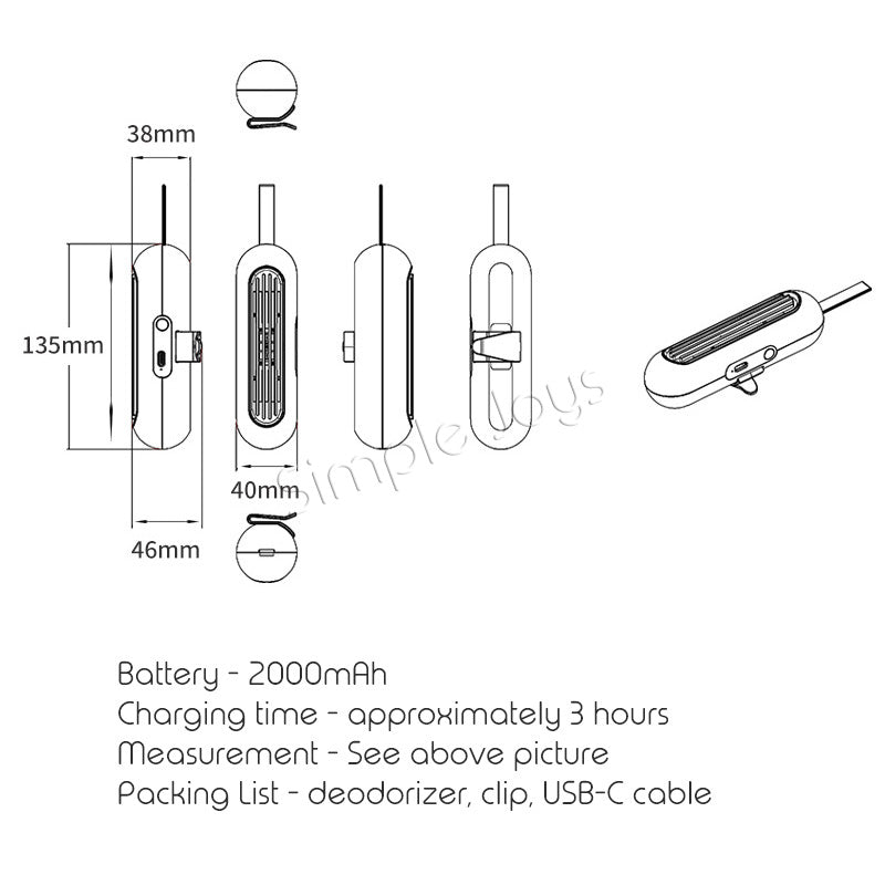 Déodorizant de réfrigérateur Portable Calted Antibactérien Antibactérien Antibactérien Eliminator