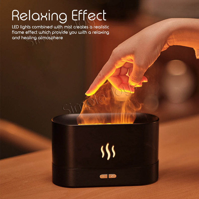 Humidificateur de diffuseur d'arôme avec simulateur de flamme fascinant compatible avec l'huile essentielle pour l'aromathérapie