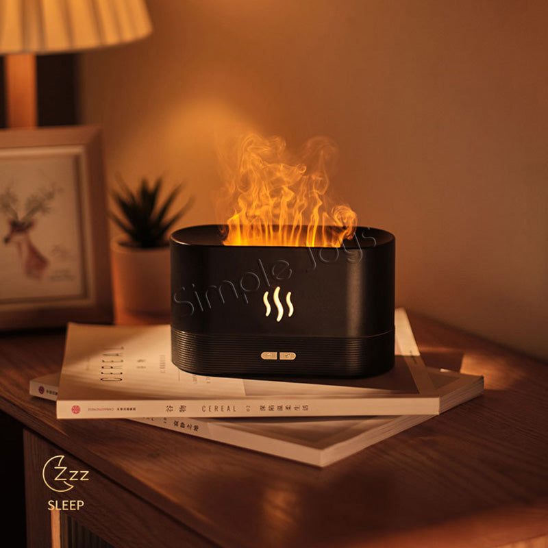 Humidificateur de diffuseur d'arôme avec simulateur de flamme fascinant compatible avec l'huile essentielle pour l'aromathérapie