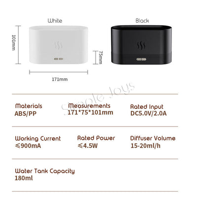 Humidificateur de diffuseur d'arôme avec simulateur de flamme fascinant compatible avec l'huile essentielle pour l'aromathérapie