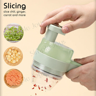 4 en 1 Choppe d'ail portable trancheuse électrique / mincer avec fonction de peeling