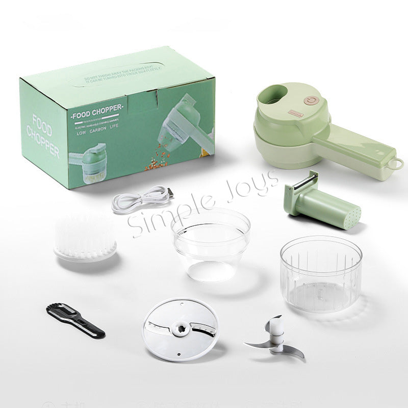 4 en 1 Choppe d'ail portable trancheuse électrique / mincer avec fonction de peeling