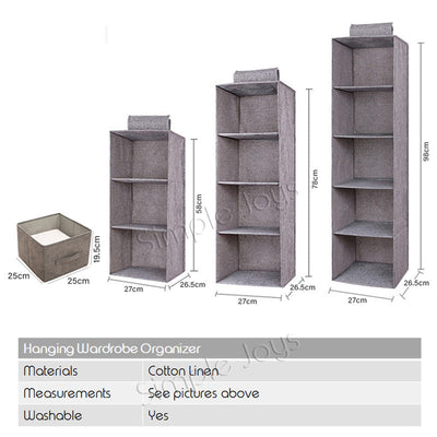 Organisateur de garde-robe suspendu organisateur de stockage de placard pliable avec option de tiroir