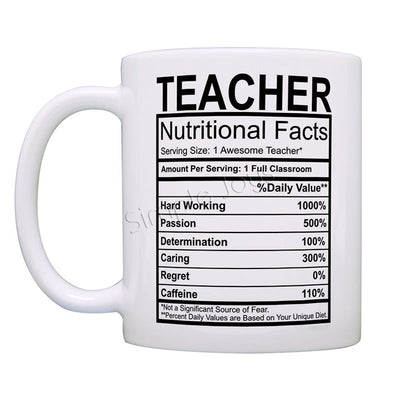 Day Teachers Gift Ceramic Tup Coffee Mug A Teacher Nutritional Faits! Un grand cadeau pour le professeur