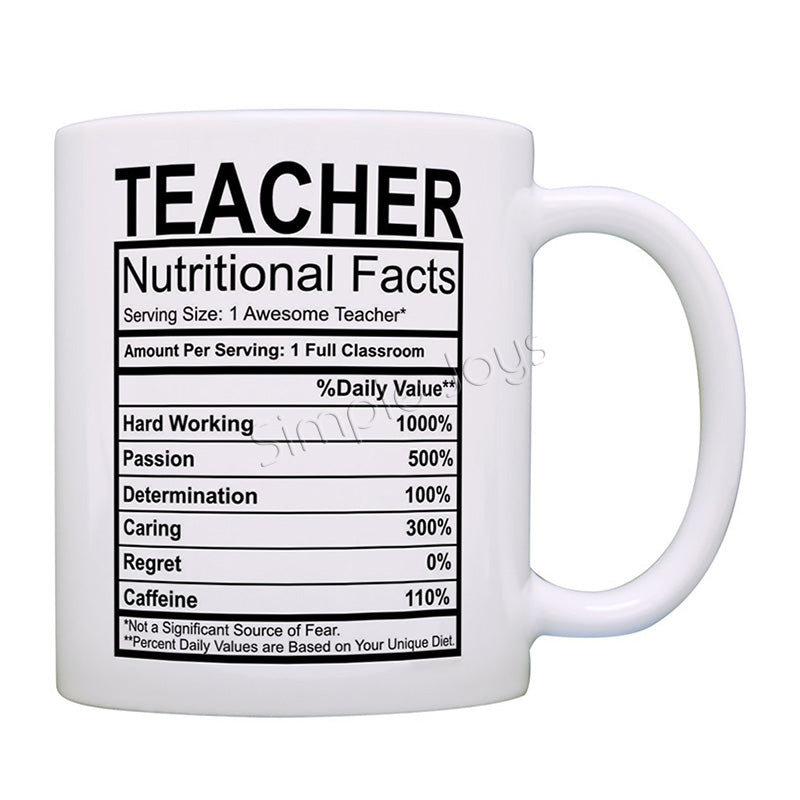 Day Teachers Gift Ceramic Tup Coffee Mug A Teacher Nutritional Faits! Un grand cadeau pour le professeur