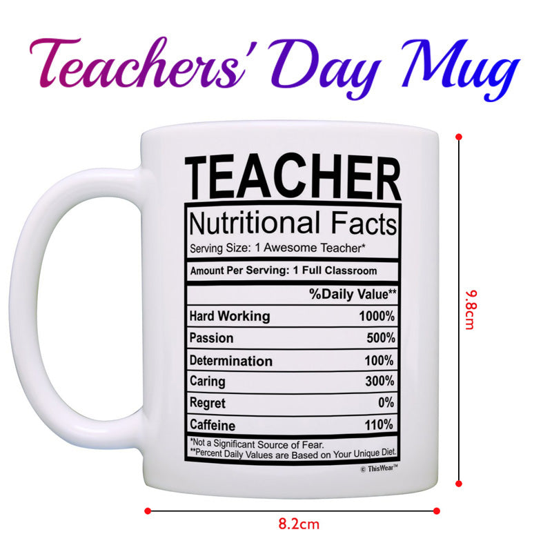 Day Teachers Gift Ceramic Tup Coffee Mug A Teacher Nutritional Faits! Un grand cadeau pour le professeur