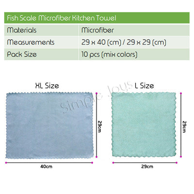 Fish Scale Microfiber Kitchen Towel essuyage du chiffon de nettoyage idéal pour le polissage