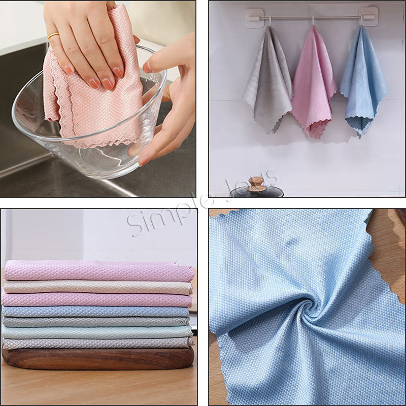 Fish Scale Microfiber Kitchen Towel essuyage du chiffon de nettoyage idéal pour le polissage