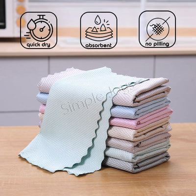 Fish Scale Microfiber Kitchen Towel essuyage du chiffon de nettoyage idéal pour le polissage