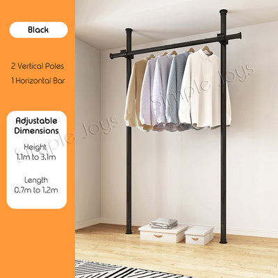 Floor To Ceiling Clothes Hanging Wardrobe Rack Adjustable Laundry Drying Hanger