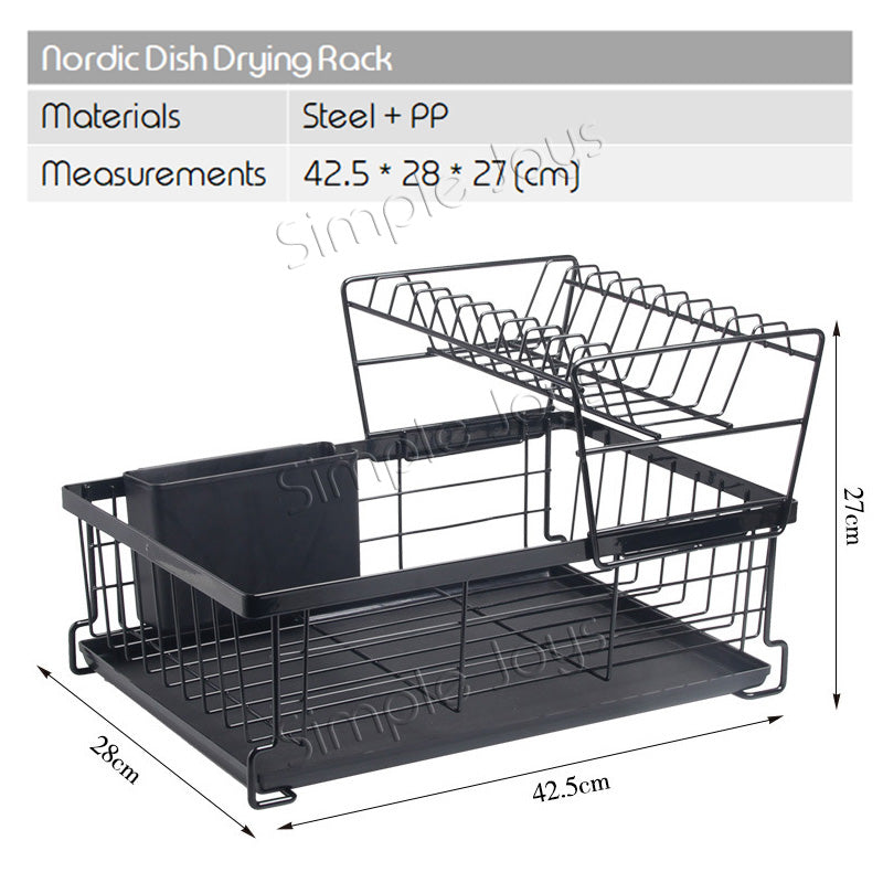 Rack de séchage nordique avec drainage de plateau amovible pour comptoir de cuisine