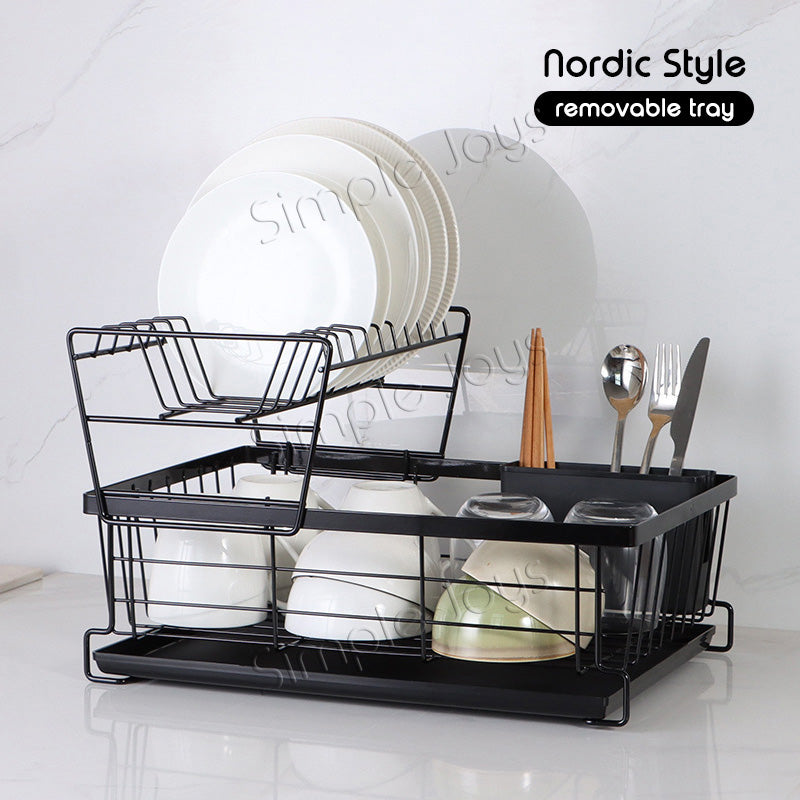 Rack de séchage nordique avec drainage de plateau amovible pour comptoir de cuisine