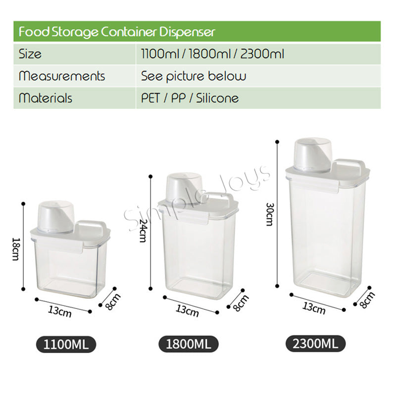 Rangement de récipients d'aliments secs étanche pour la cuisine ou les aliments pour animaux de compagnie avec tasse à mesurer le bec de verse