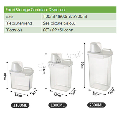 Rangement de récipients d'aliments secs étanche pour la cuisine ou les aliments pour animaux de compagnie avec tasse à mesurer le bec de verse