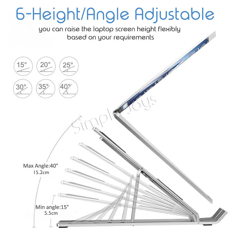 Riser de carnet de tablette de tablette de tablette de tablette de tablette légers et portable pliable en aluminium pliable et portable