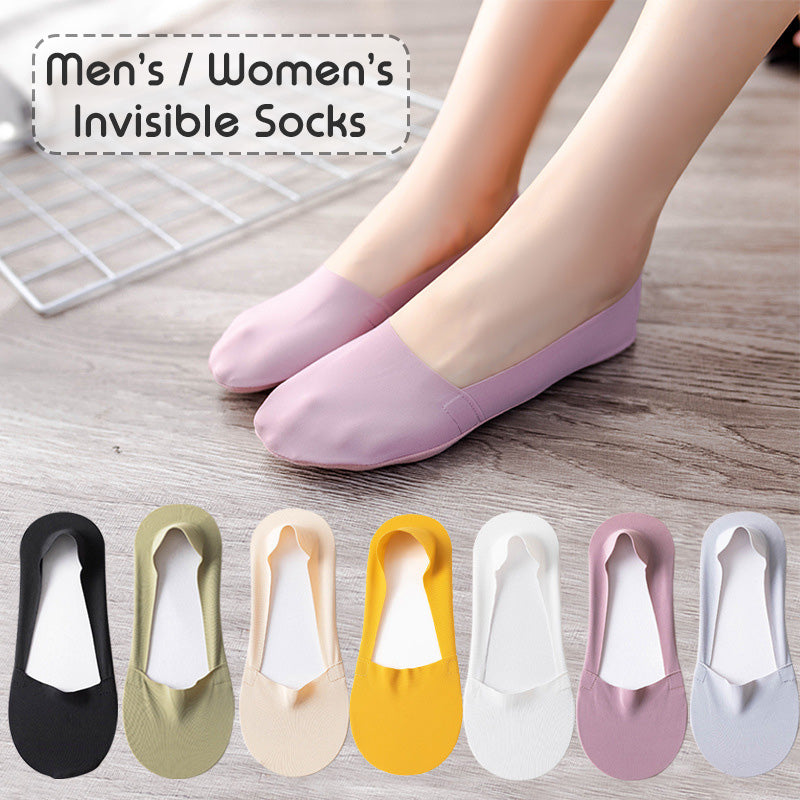 Chaussettes de bateaux invisibles pour hommes et femmes avec pad au conception sans glissement de silicone