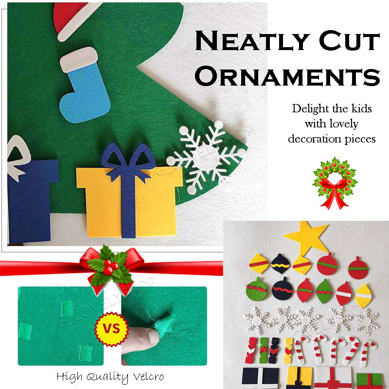 2022 DIY Felt Christmas Fild avec des ornements détachables sur Velcro