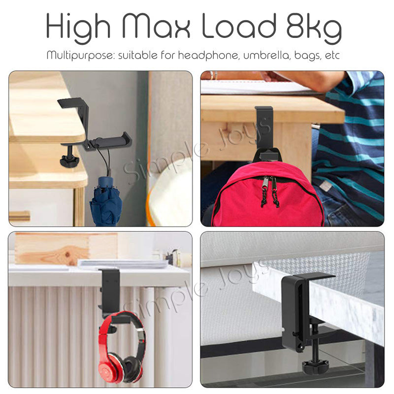 Under Desk Headphone Stand Hanger Headset Holder Clamp Earphone Hook With Built In Cable Organizer