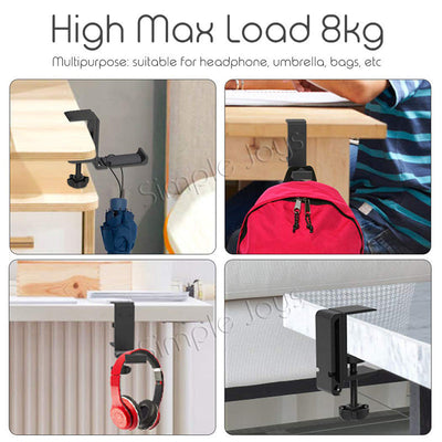 Under Desk Headphone Stand Hanger Headset Holder Clamp Earphone Hook With Built In Cable Organizer