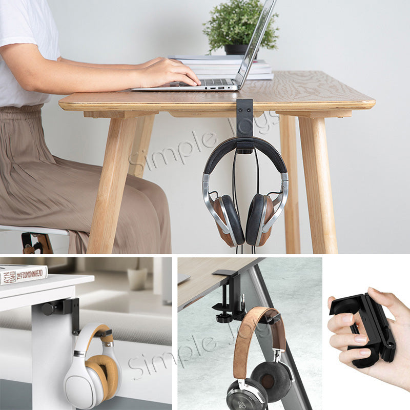 Under Desk Headphone Stand Hanger Headset Holder Clamp Earphone Hook With Built In Cable Organizer