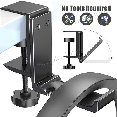 Under Desk Headphone Stand Hanger Headset Holder Clamp Earphone Hook With Built In Cable Organizer