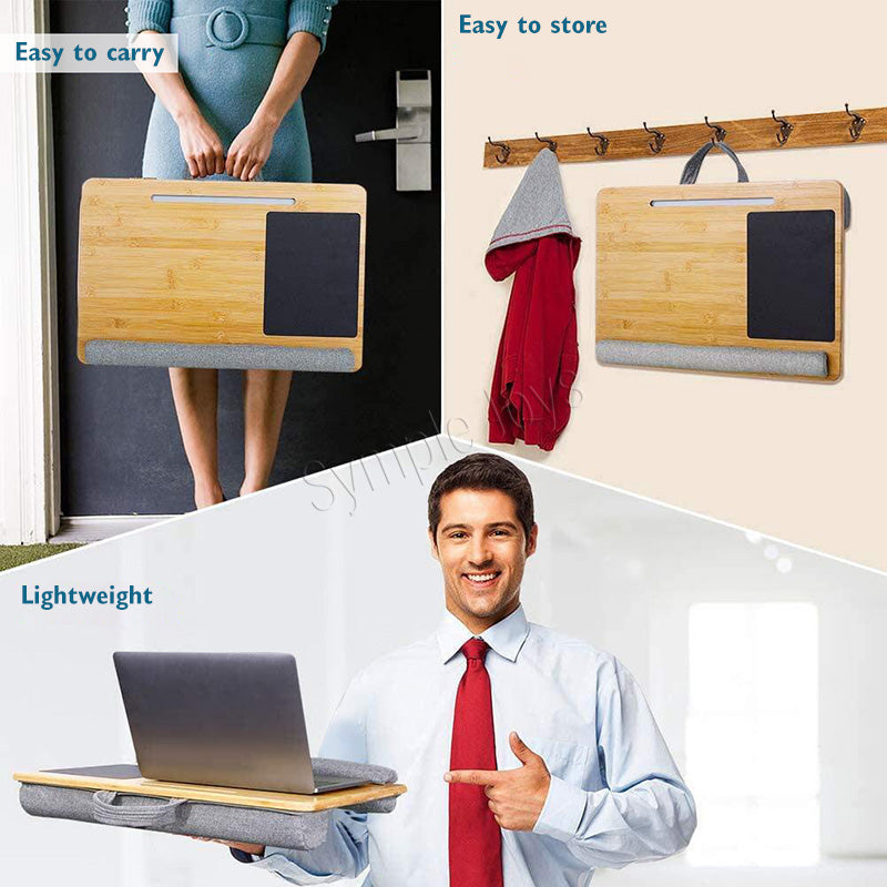 Lap Desk Table with Built in Mouse Pad, Wrist Pad and Pillow Cushion for Laptop or Tablet