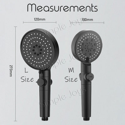 Pouse de douche à 5 modes avec bouton d'arrêt de filtre Pression d'eau réglable