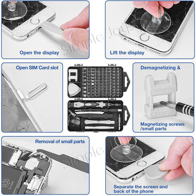 Sépreau de précision Définir 115 dans 1 Téléphone de téléphone portable Tite d'outils de bricolage pour l'ordinateur portable MacBook Glasses Réparation