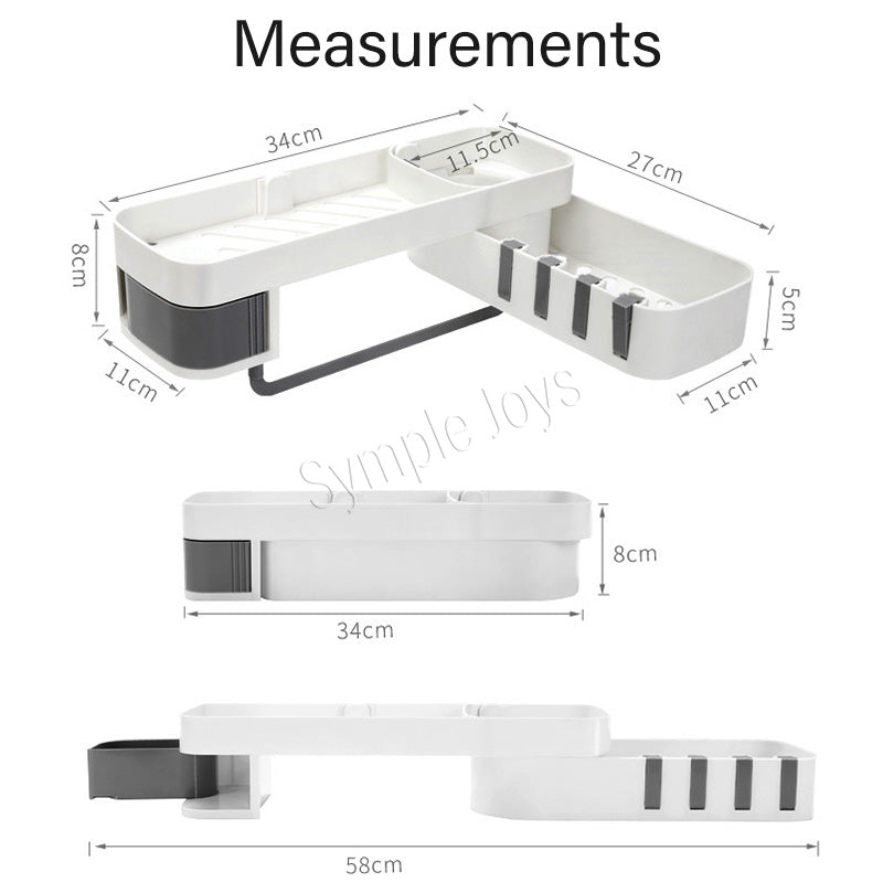 Bathroom Corner Shelf Shower Caddy Wall Mounted No Drilling Organizer for Bathroom Self Adhesive Bathroom Storage