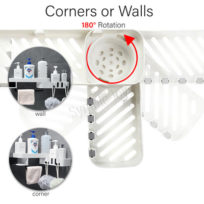 Bathroom Corner Shelf Shower Caddy Wall Mounted No Drilling Organizer for Bathroom Self Adhesive Bathroom Storage