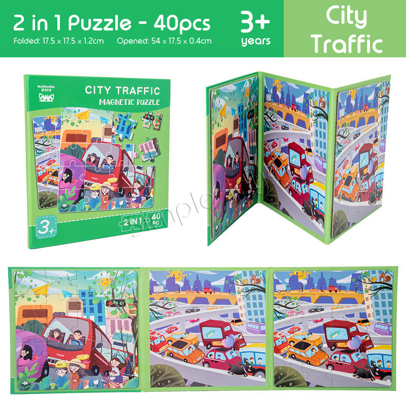 Puzzle magnétique 2 en 1 pour les enfants 40pcs Enfant Design