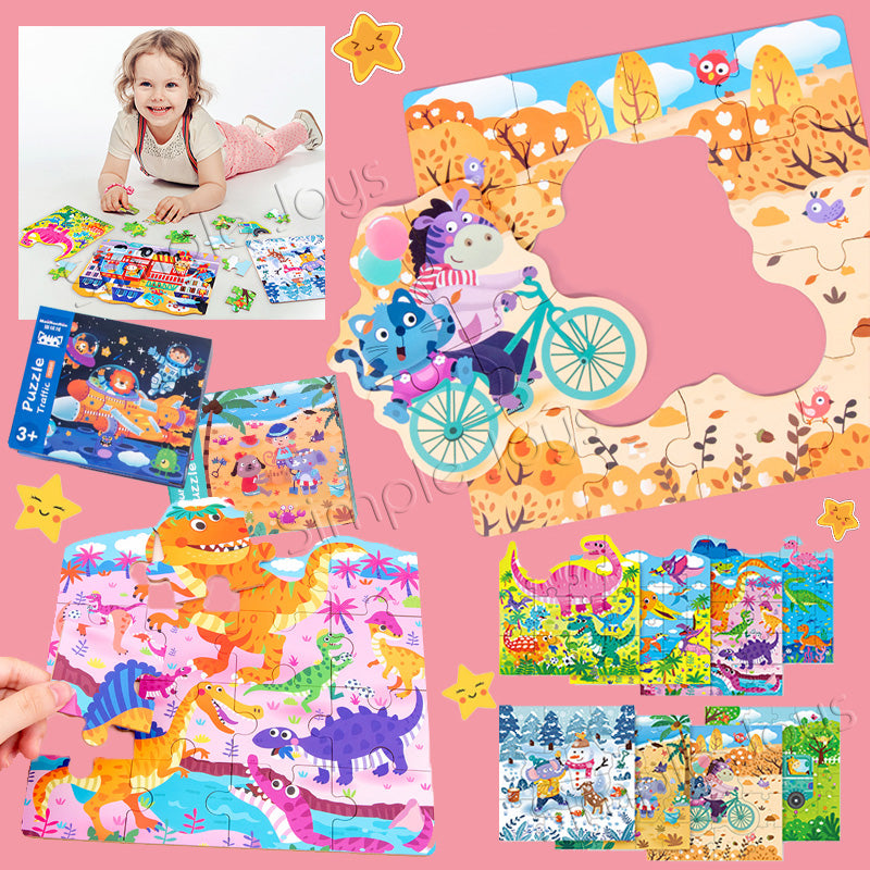 4-en-1 en bois puzzon puzzle kids ensemble de cadeaux