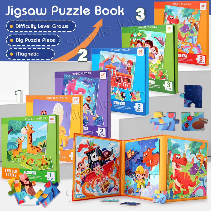 Puzzle magnétique 3-en-1 pour les enfants Conception de livre pour enfants avec des difficultés croissantes