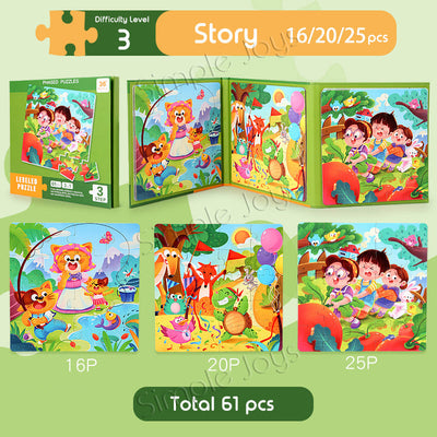 Puzzle magnétique 3-en-1 pour les enfants Conception de livre pour enfants avec des difficultés croissantes